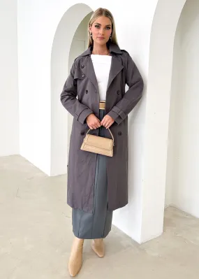 Anniesha Trench Coat - Charcoal