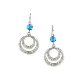 1928 Jewelry Blue Front Faced Hoop Earrings