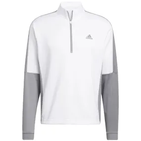 adidas Colour Block 1/4 Zip Pullover - White/Grey Three