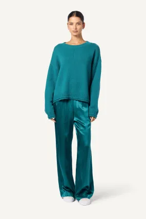 BRYNN  WIDE LEG SILK PANT  | MARINE TEAL