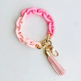 Chain Link Bangle Keychain Pink