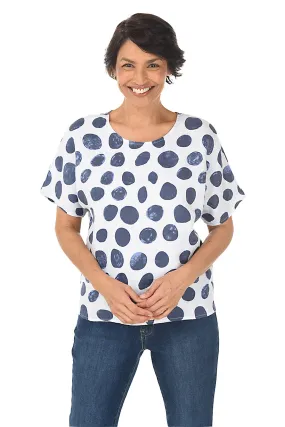 Dotted Boxy Linen Top