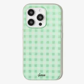 Minty Gingham MagSafe® Compatible iPhone Case