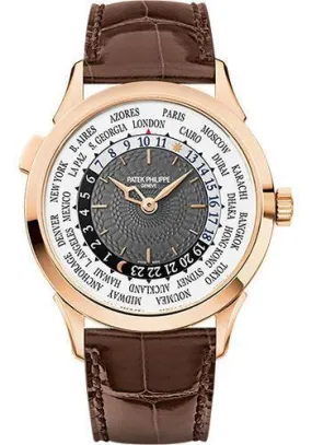 Patek Philippe 38.5mm World Time Complicated Watch Gray Dial 5230R