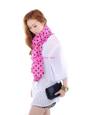 SILK POLKA DOTS SCARF - HOT PINK