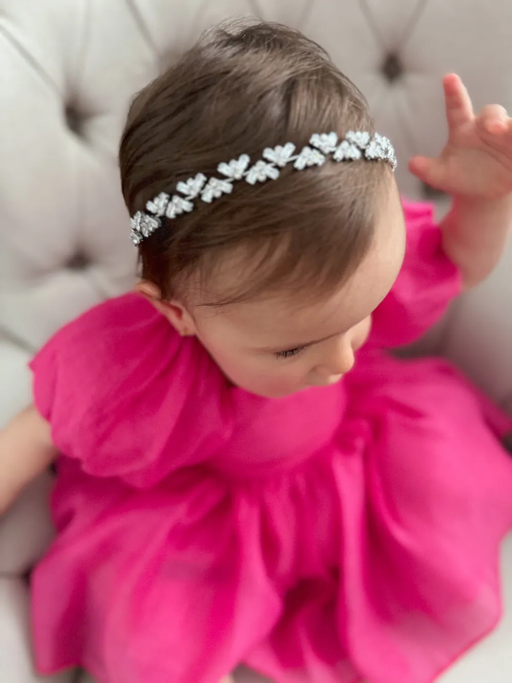 Silver Heart Girls Headband